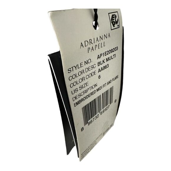 NWT Adrianna Papell Women's Embroidered Midi Fit and Flare size 6 black & white - Picture 8 of 15